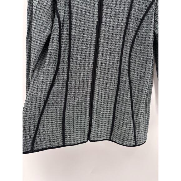 Exclusively Misook Knit Sweater Jacket Womens Large Blue Black Full Zip Cardigan - Picture 4 of 16